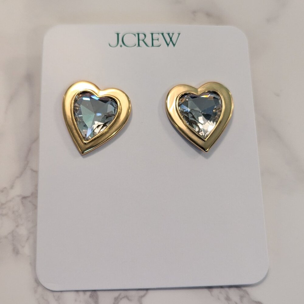 J.Crew Crystal Heart Stud Earrings